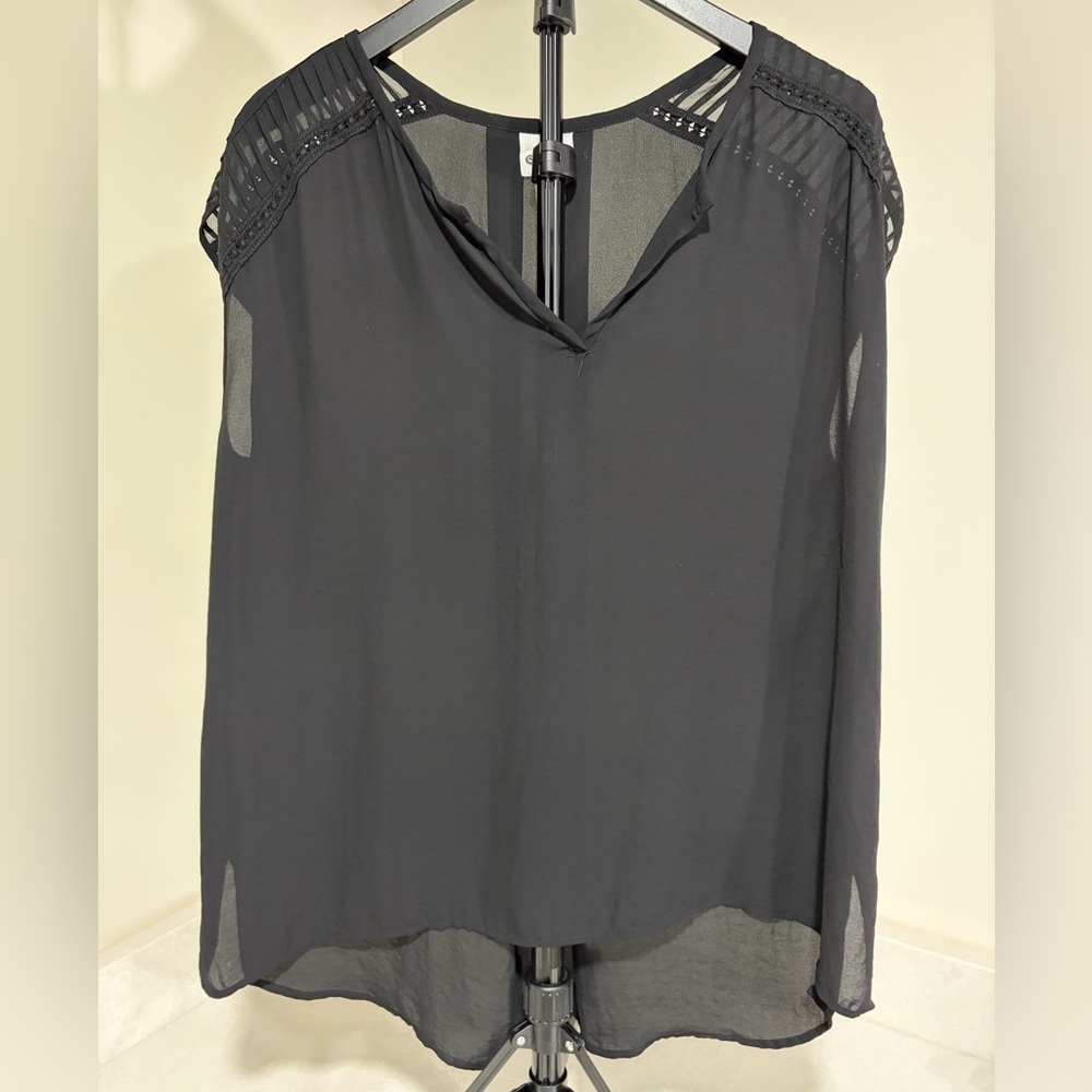 STYLUS Black Sheer Women's Blouse